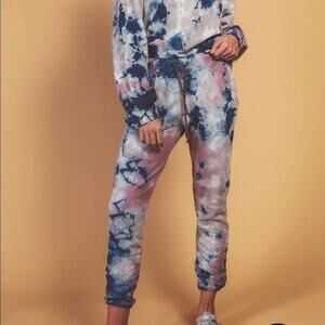 Daydreamer Small Rouge Storm Marbled Purple Blue Tie Dye Jogger Pants NWT